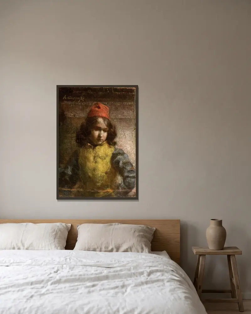 A Florentine Page av Aleksander Gierymski inramad på en vägg