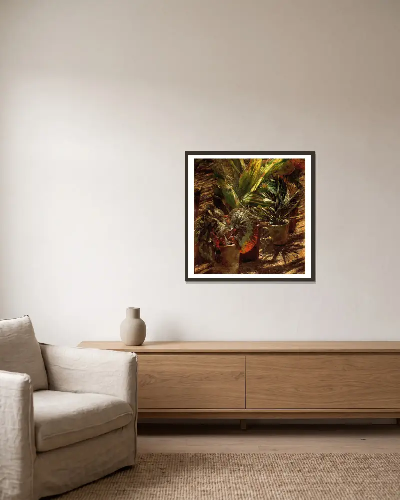 Begonien von Aleksander Gierymski gerahmt an einer Wand