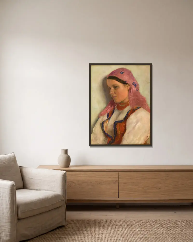 Girl from Bronowice av Aleksander Gierymski inramad på en vägg