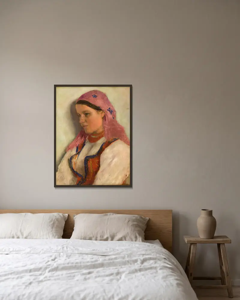 Girl from Bronowice av Aleksander Gierymski inramad på en vägg