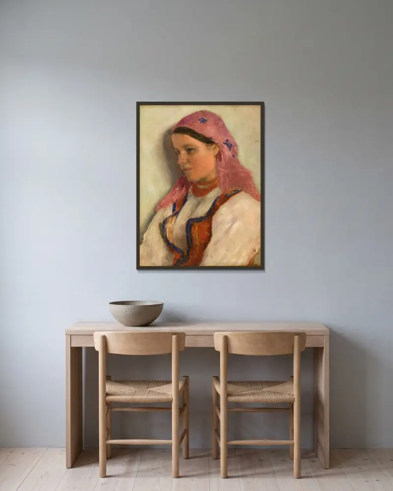 Girl from Bronowice av Aleksander Gierymski inramad på en vägg