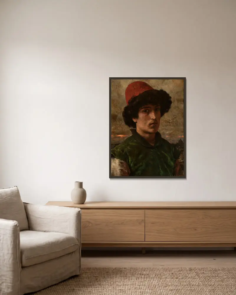 Porträtt av en ung italienare av Aleksander Gierymski inramad på en vägg