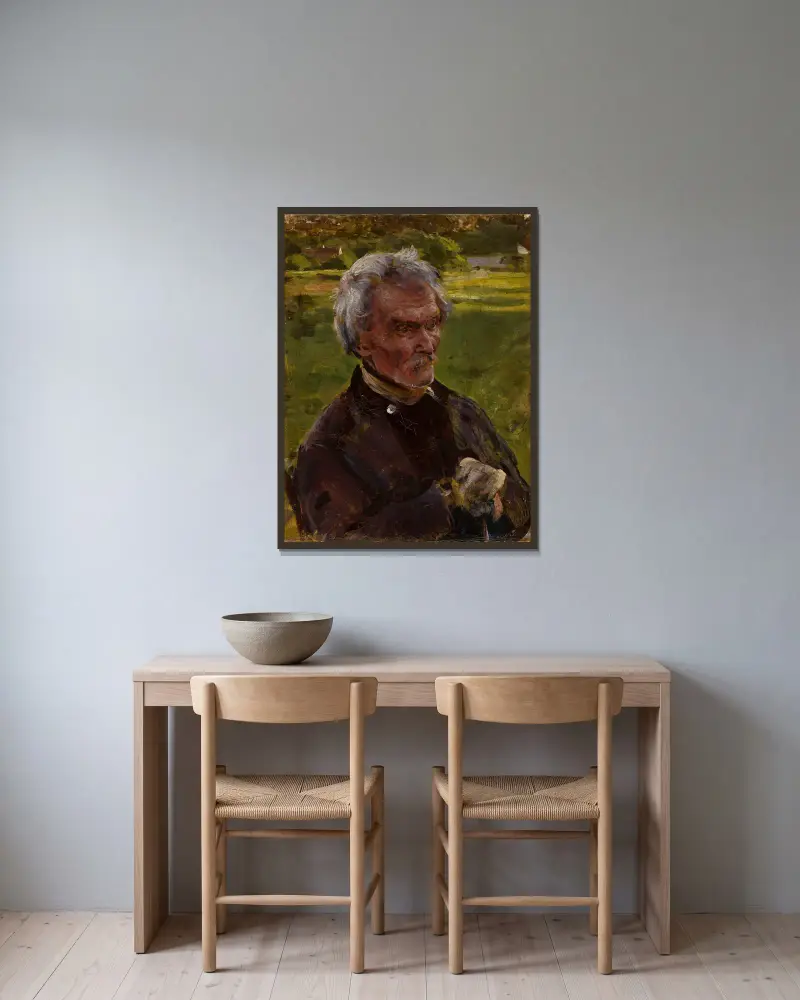 Studie eines alten Mannes von Aleksander Gierymski gerahmt an einer Wand