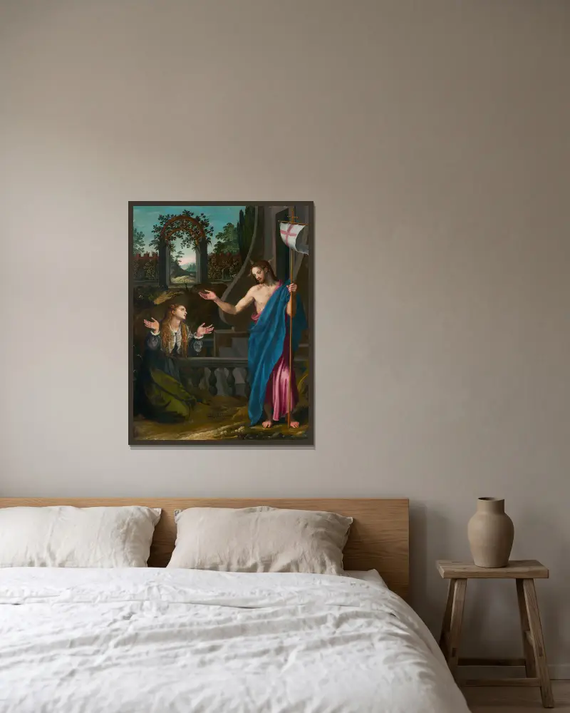 Rör mig inte av Alessandro Allori inramad på en vägg