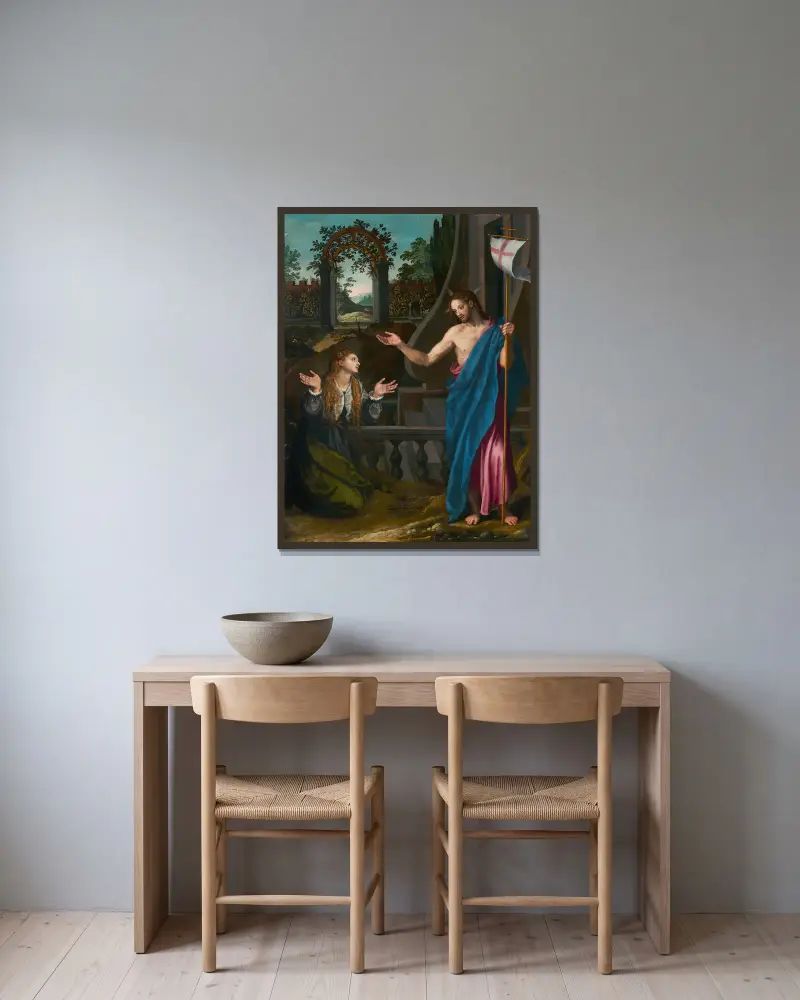 Rör mig inte av Alessandro Allori inramad på en vägg