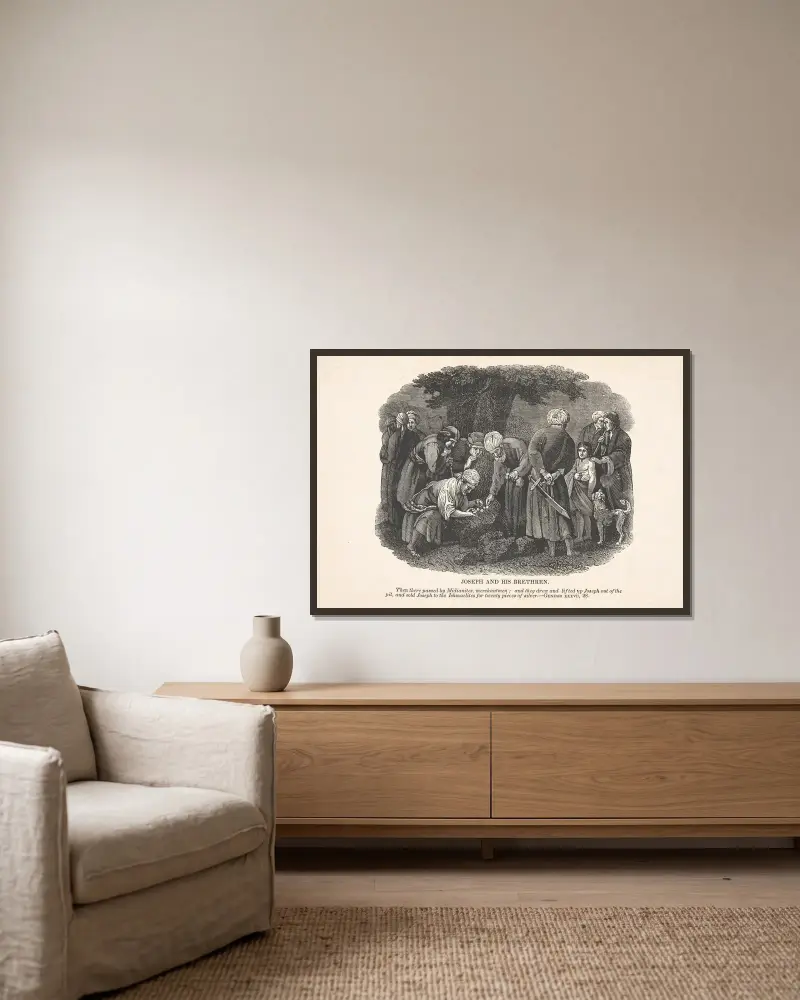 Josef und seine Brüder von Alexander Anderson gerahmt an einer Wand