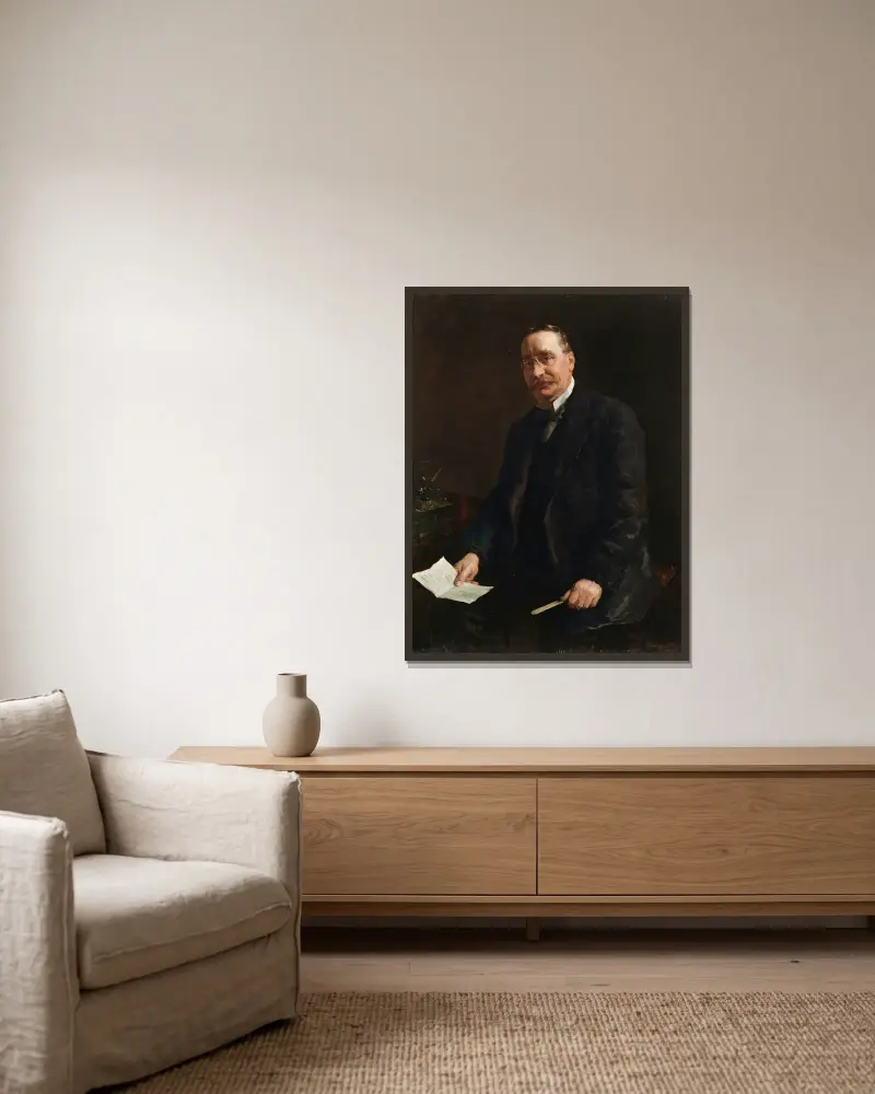 Portrait of F. Dudley Docker av Stanhope Alexander Forbes inramad på en vägg