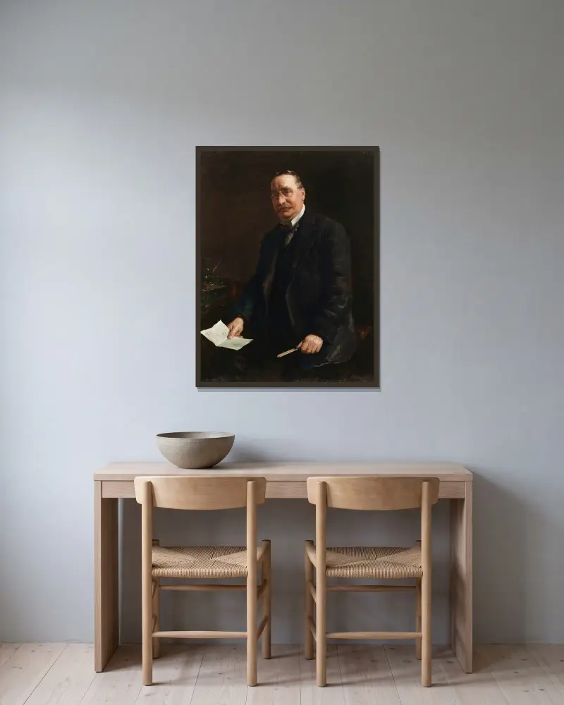 Portrait of F. Dudley Docker av Stanhope Alexander Forbes inramad på en vägg
