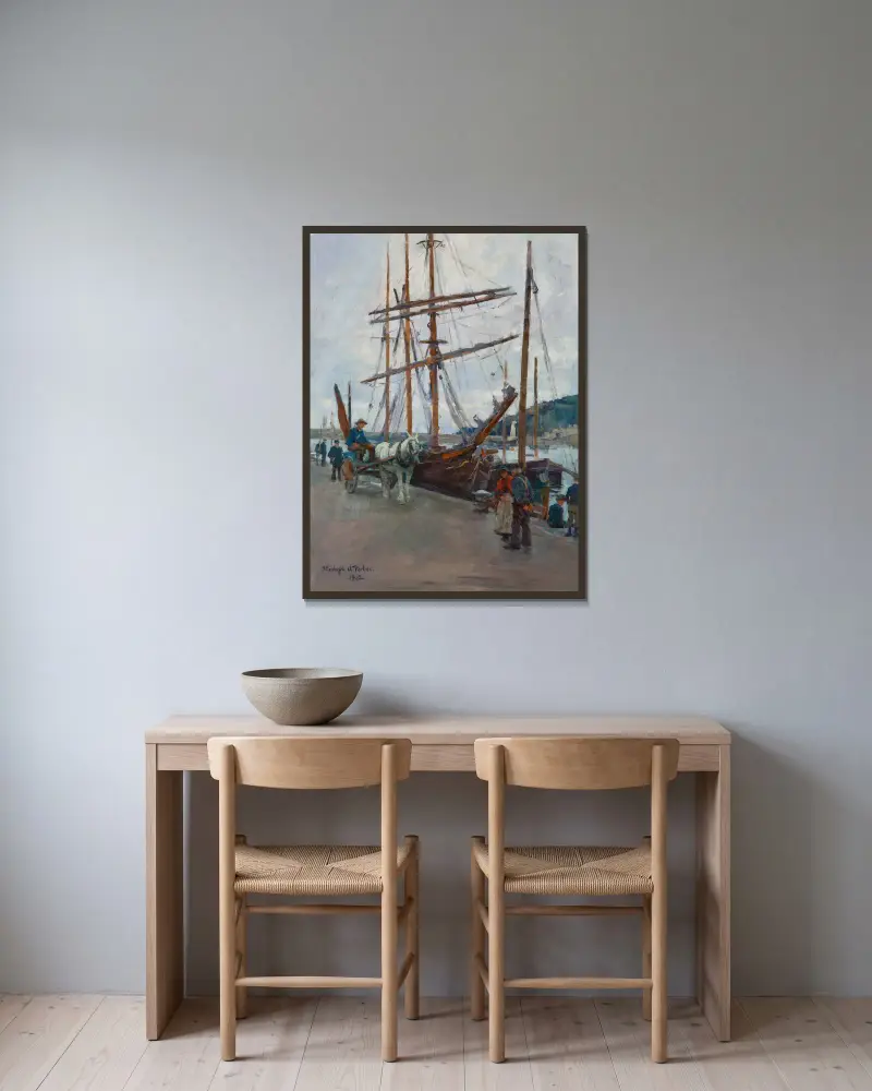 The harbour, Newlyn av Stanhope Alexander Forbes inramad på en vägg