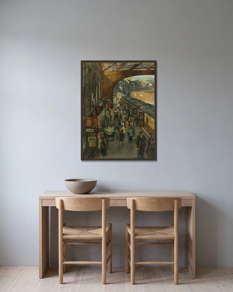 The Terminus, Penzance Station av Stanhope Alexander Forbes inramad på en vägg