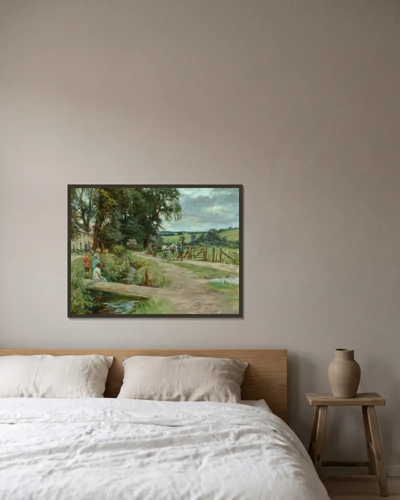 Das Dorfbächlein von Stanhope Alexander Forbes gerahmt an einer Wand
