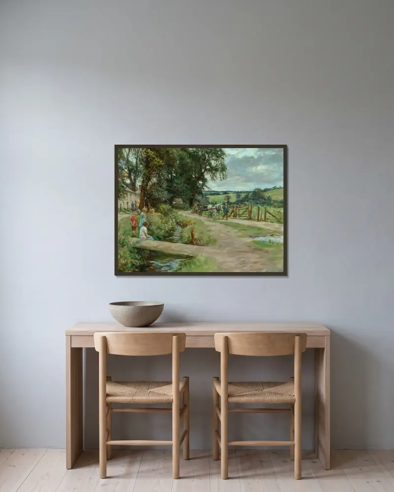 Das Dorfbächlein von Stanhope Alexander Forbes gerahmt an einer Wand