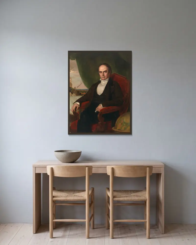 Daniel Webster av George Peter Alexander Healy inramad på en vägg