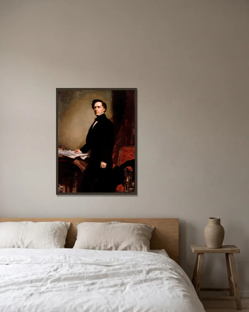 Franklin Pierce, 1858 av George Peter Alexander Healy inramad på en vägg