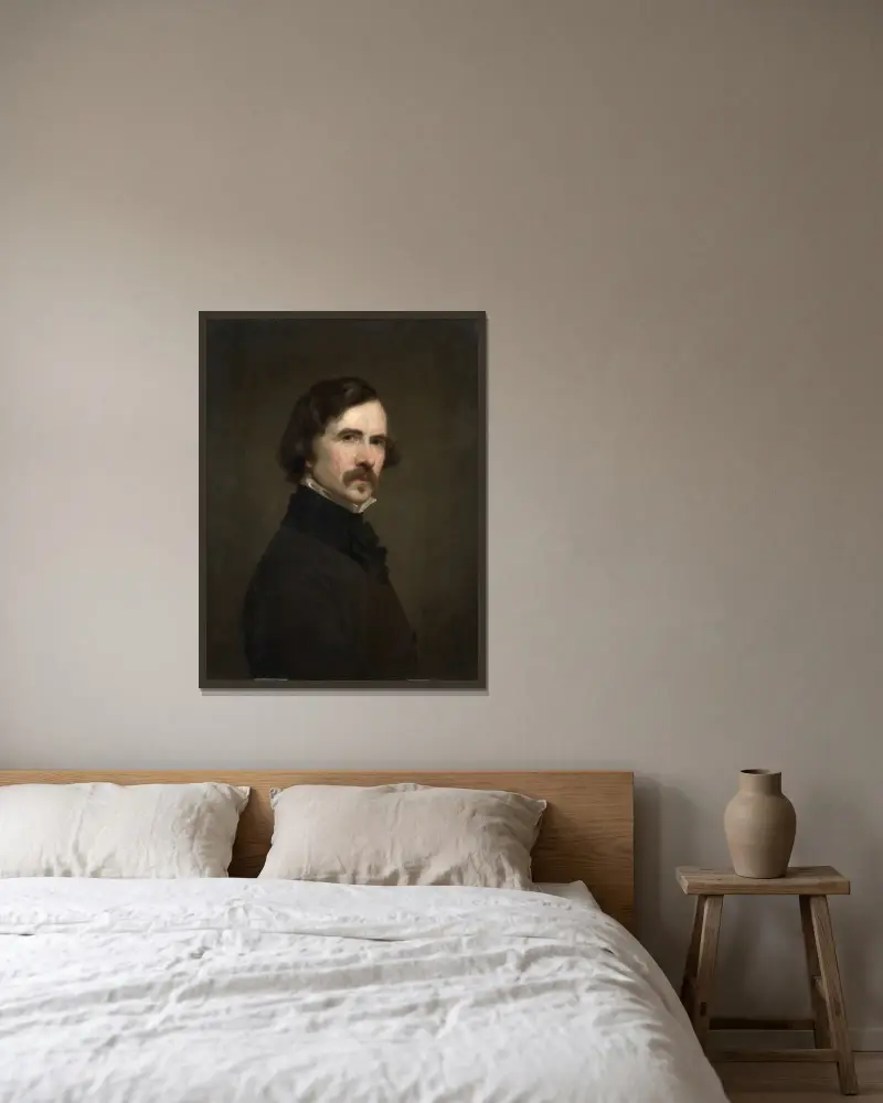 Selbstporträt von George Peter Alexander Healy gerahmt an einer Wand
