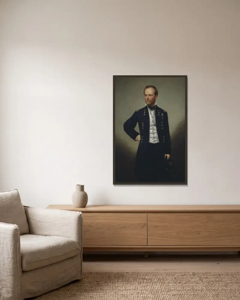 William T. Sherman av George Peter Alexander Healy inramad på en vägg
