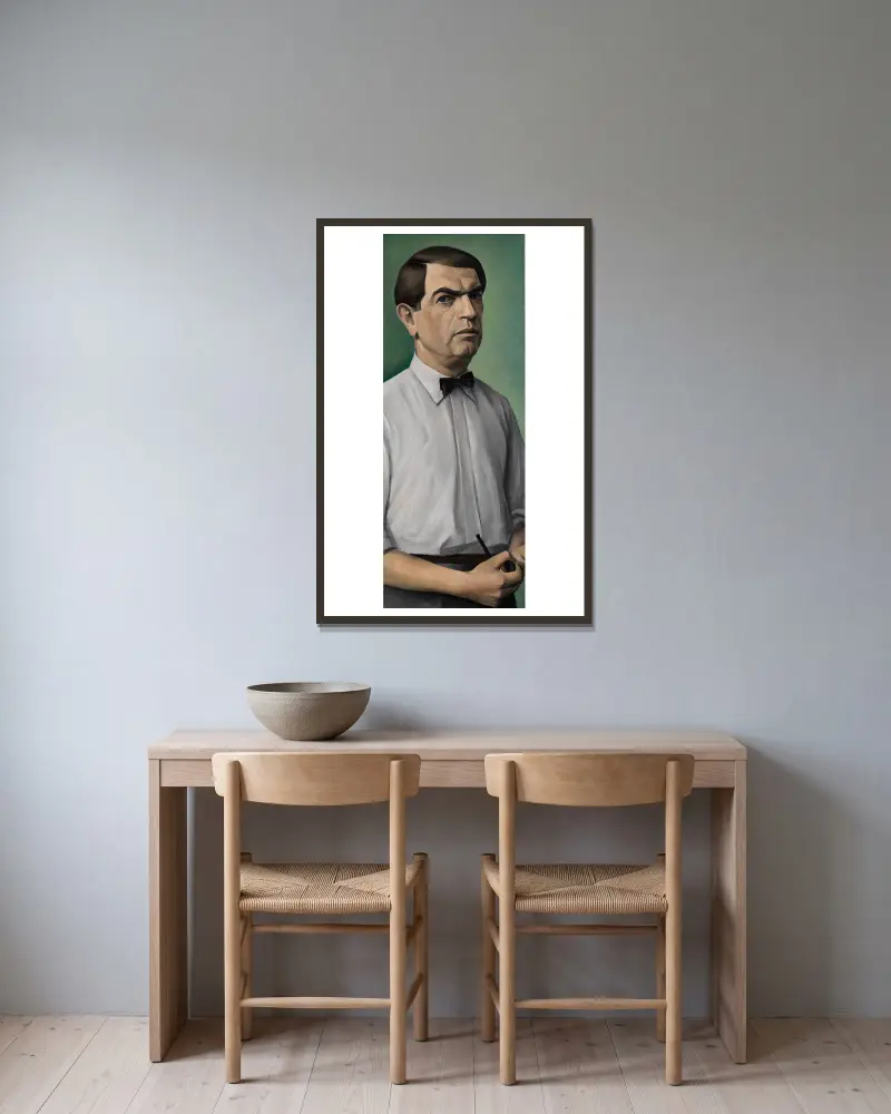 Self-portrait, 1930 av Alexander Kanoldt inramad på en vägg