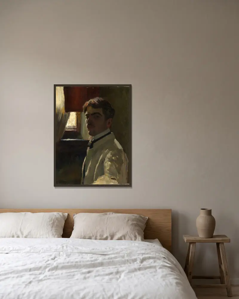 Self-portrait – nr 1 av Alexander Kanoldt inramad på en vägg