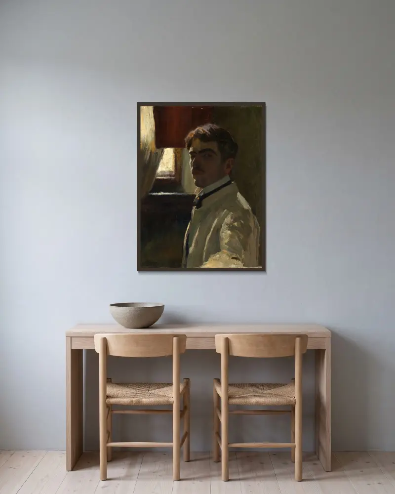 Self-portrait – nr 1 av Alexander Kanoldt inramad på en vägg