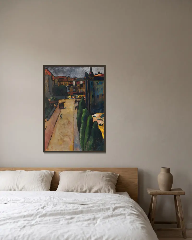 Straßenbild I av Alexander Kanoldt inramad på en vägg