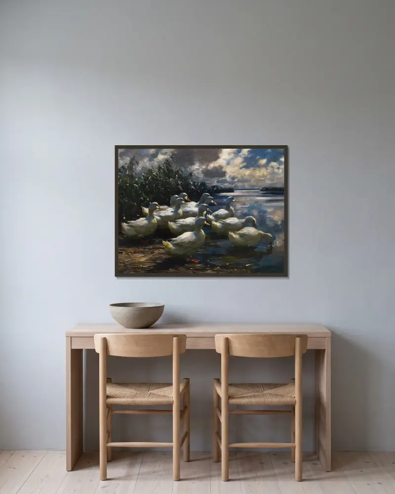11 ankor i morgonsolen av Alexander Koester inramad på en vägg
