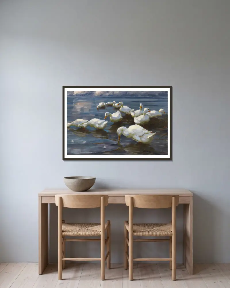 Enten am Seeufer av Alexander Koester inramad på en vägg