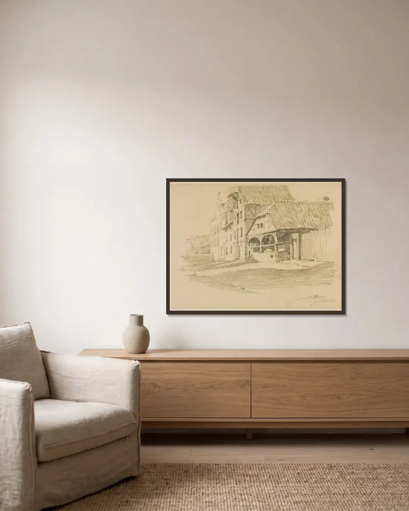 Marktplatz in Golub von Alexander Mann gerahmt an einer Wand