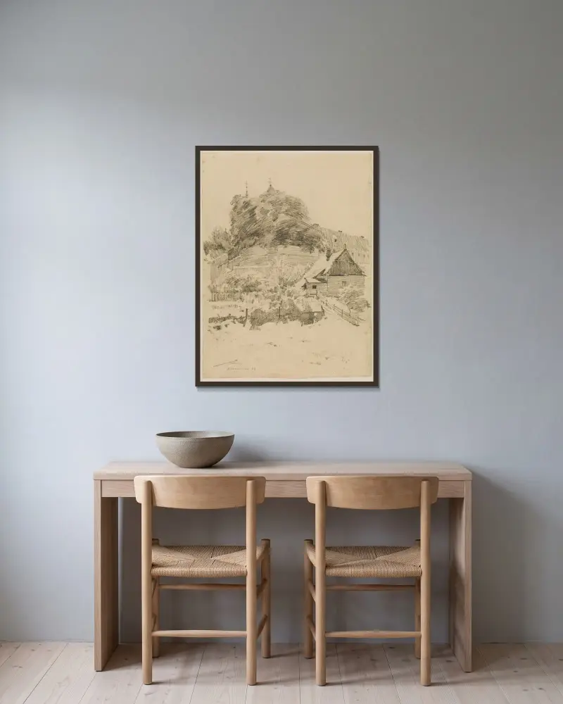 Blick auf das Reformatenkloster in Kazimierz von Alexander Mann gerahmt an einer Wand