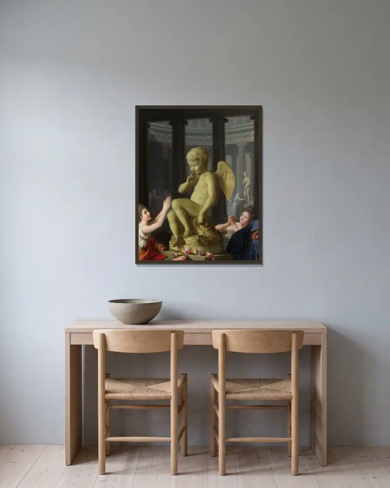 Amors tillbedjan av Alexander Roslin inramad på en vägg