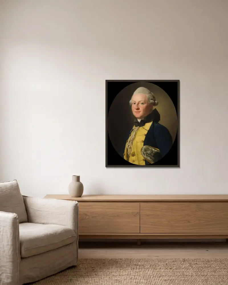 Baron Carl Adam Wachtmeister av Alexander Roslin inramad på en vägg