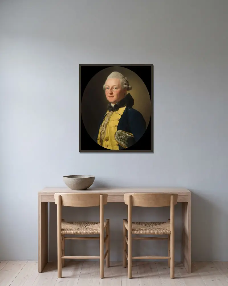 Baron Carl Adam Wachtmeister av Alexander Roslin inramad på en vägg