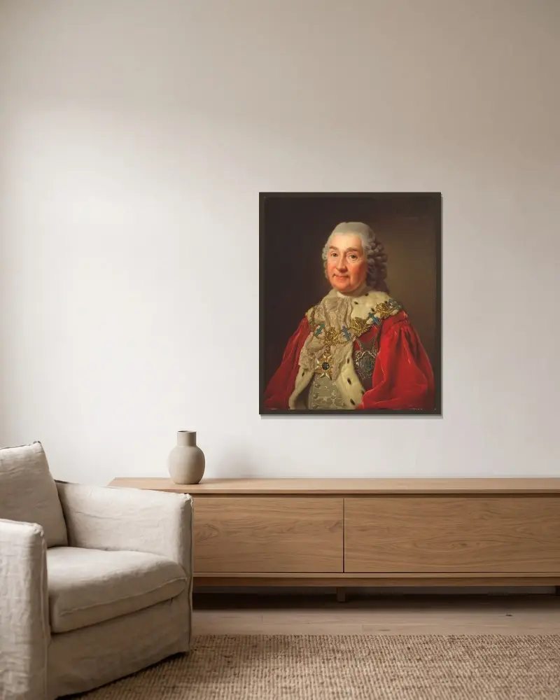 Carl Fredrik Scheffer (1715–1786), greve och riksråd av Alexander Roslin inramad på en vägg