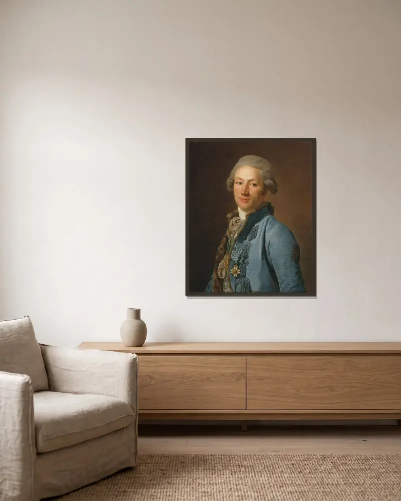Christoffer Bogislaus Zibet av Alexander Roslin inramad på en vägg
