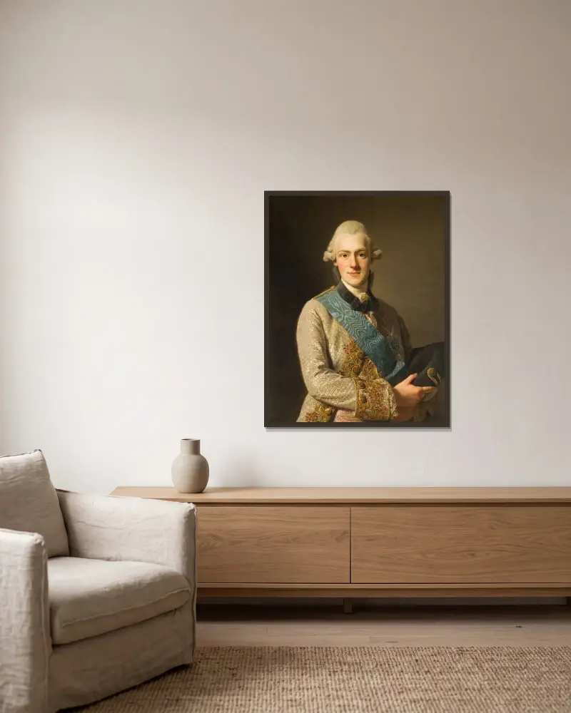 Hertig Fredrik Adolf, Gustav III:s bror av Alexander Roslin inramad på en vägg