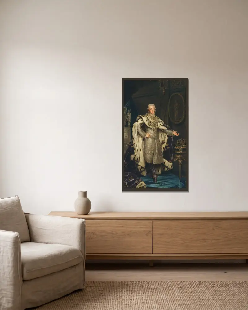 Gustav III., 1746–1792, König von Schweden von Alexander Roslin gerahmt an einer Wand