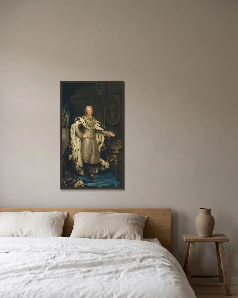 Gustav III., 1746–1792, König von Schweden von Alexander Roslin gerahmt an einer Wand