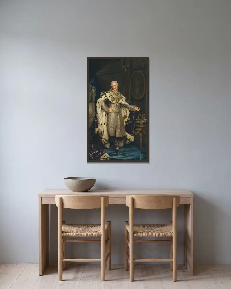 Gustav III., 1746–1792, König von Schweden von Alexander Roslin gerahmt an einer Wand