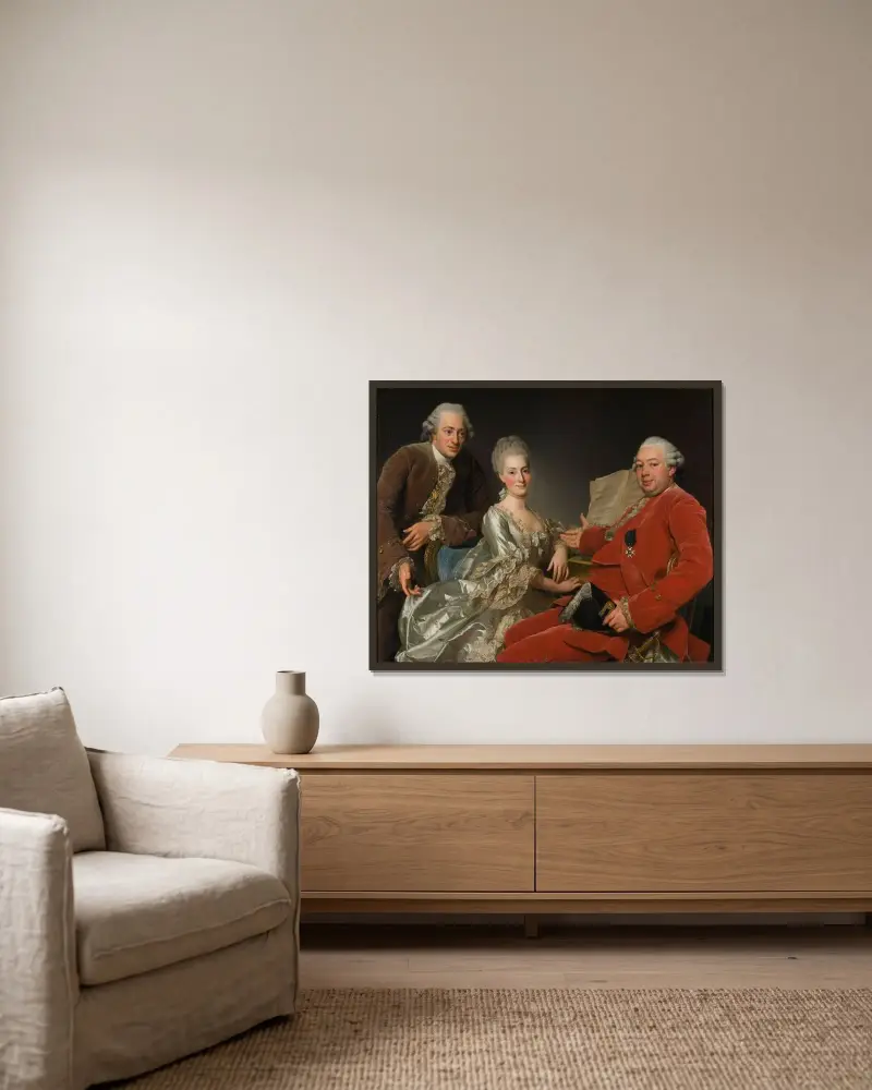 John Jennings Esq. mit seinem Bruder und seiner Schwägerin von Alexander Roslin gerahmt an einer Wand