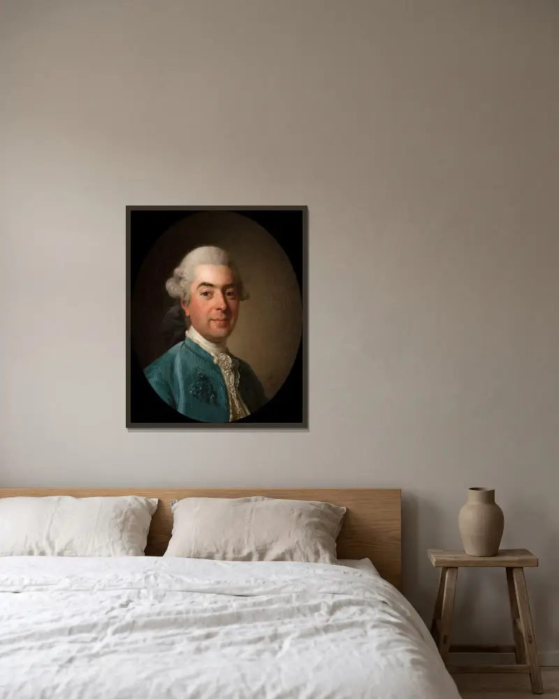 Portrait de Charles-Marin de La Haye des Fossés, fermier général du roi (1736-1790) von Alexander Roslin gerahmt an einer Wand