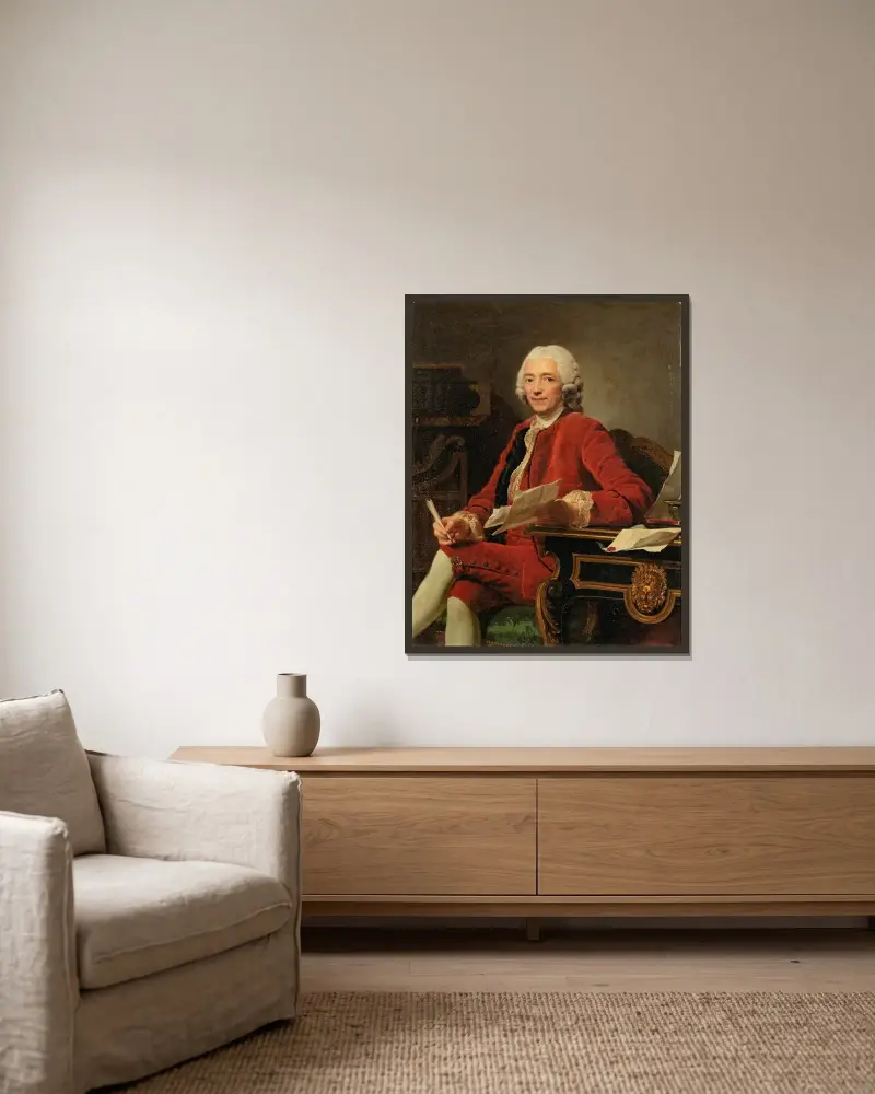 Porträtt av Louis de Conzié av Alexander Roslin inramad på en vägg