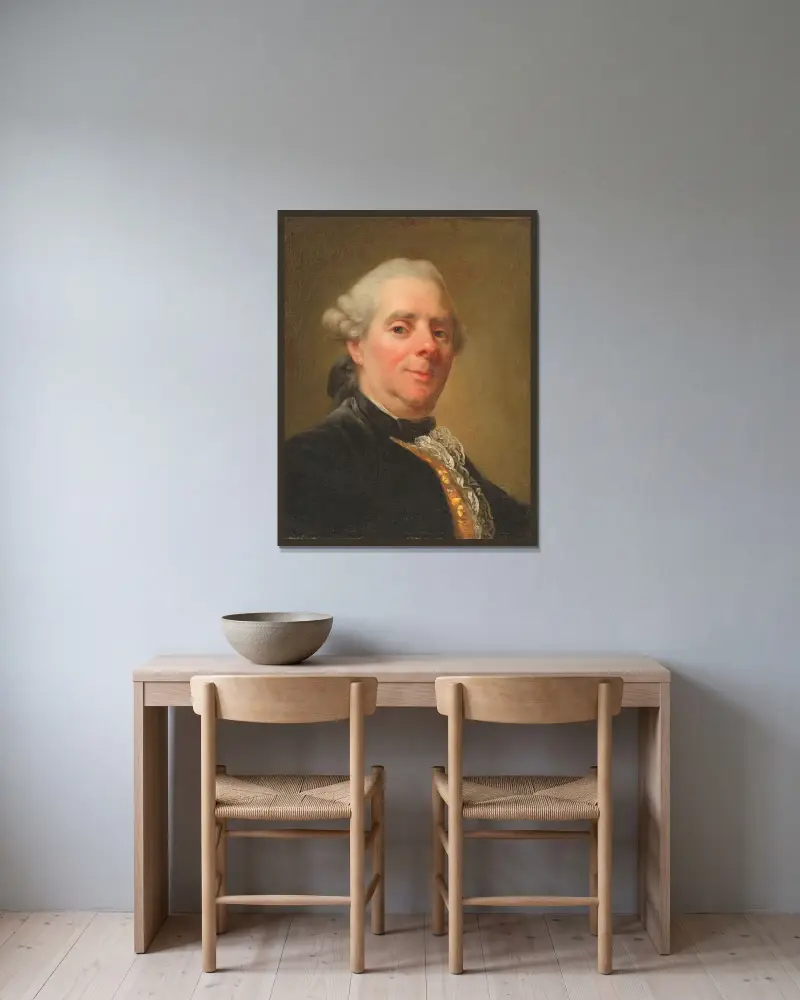 Självporträtt av Alexander Roslin inramad på en vägg