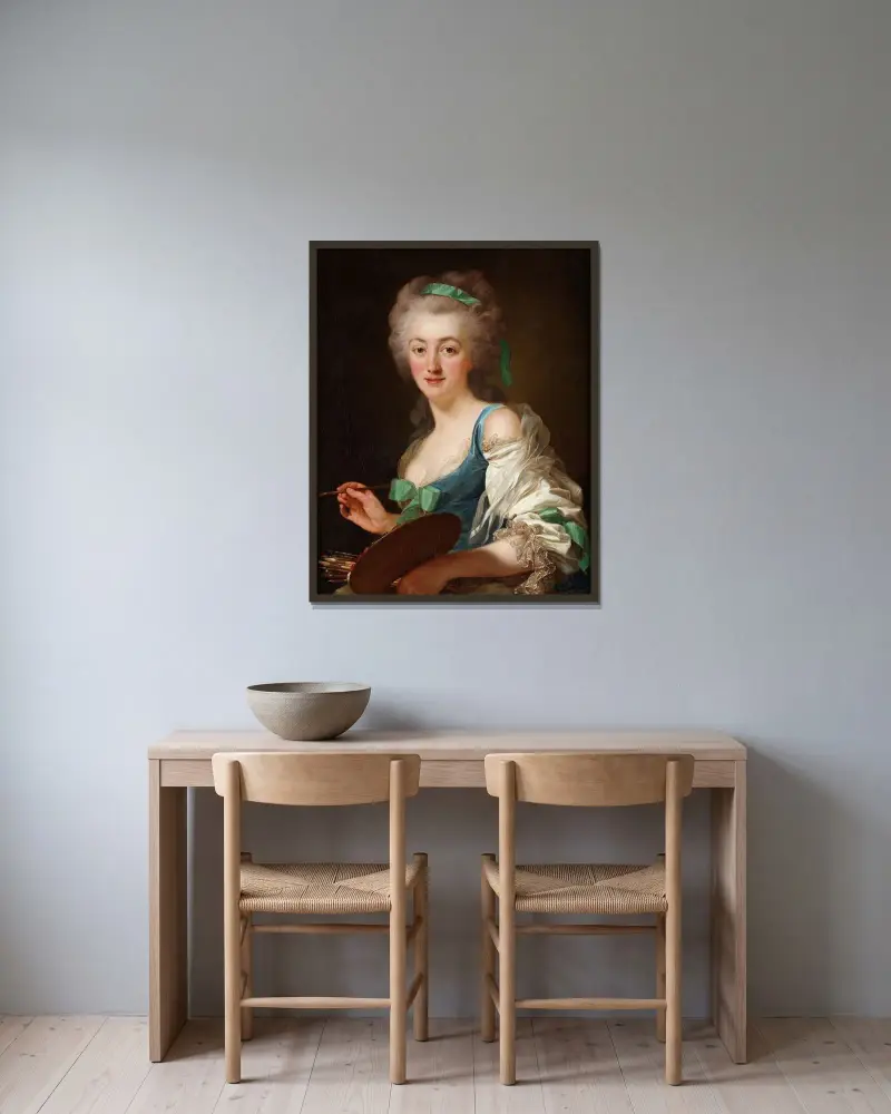 Konstnären Anne Vallayer-Coster av Alexander Roslin inramad på en vägg