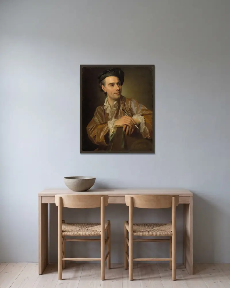 Den franske målaren Claude Joseph Vernet av Alexander Roslin inramad på en vägg