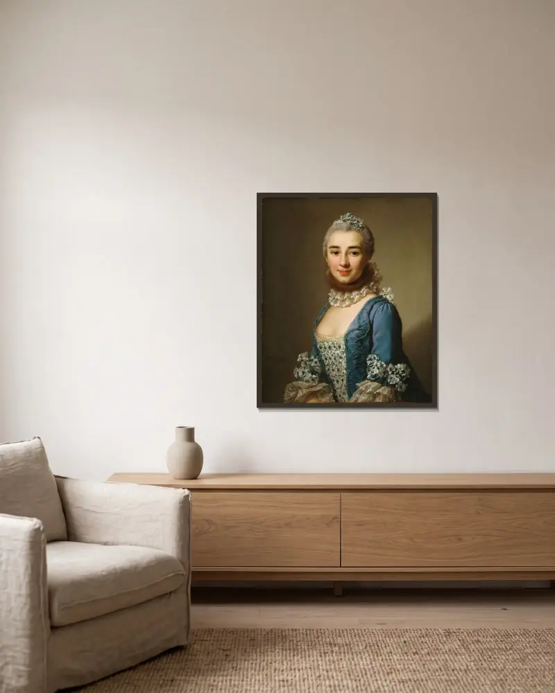 Okänd dam av Alexander Roslin inramad på en vägg