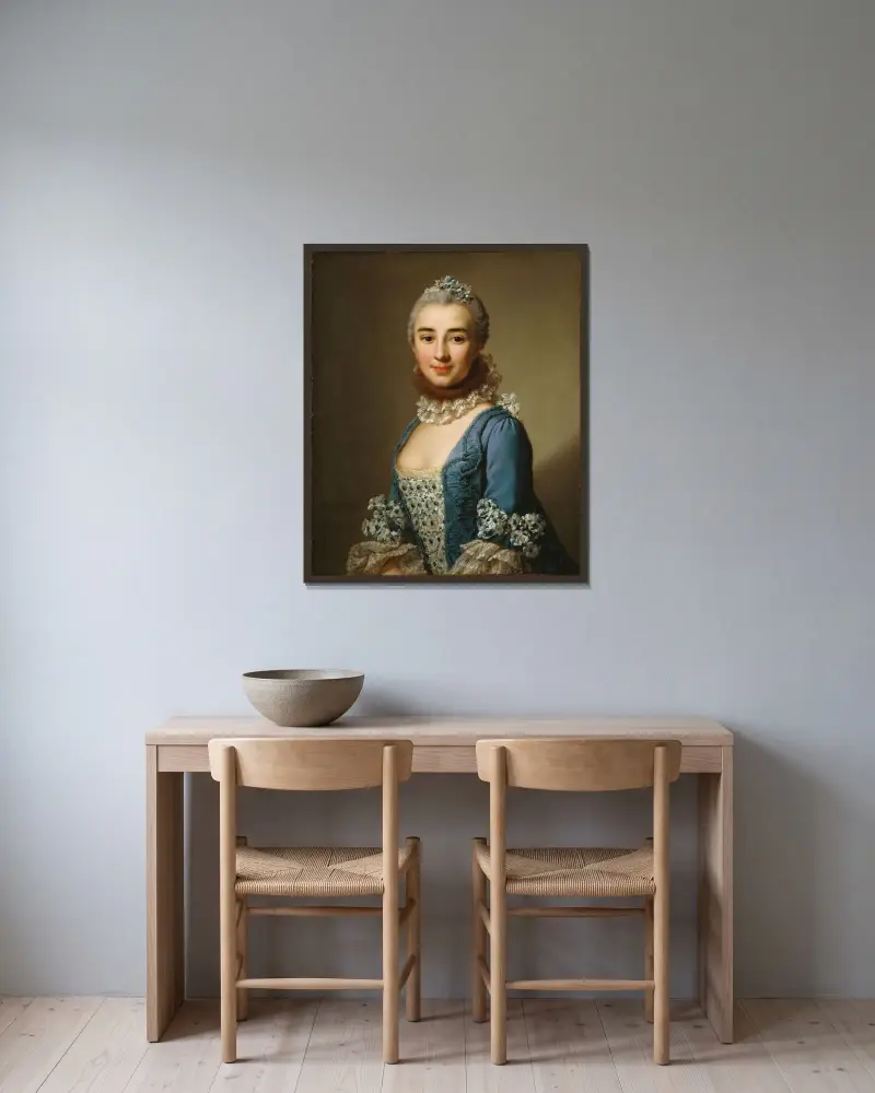 Okänd dam av Alexander Roslin inramad på en vägg