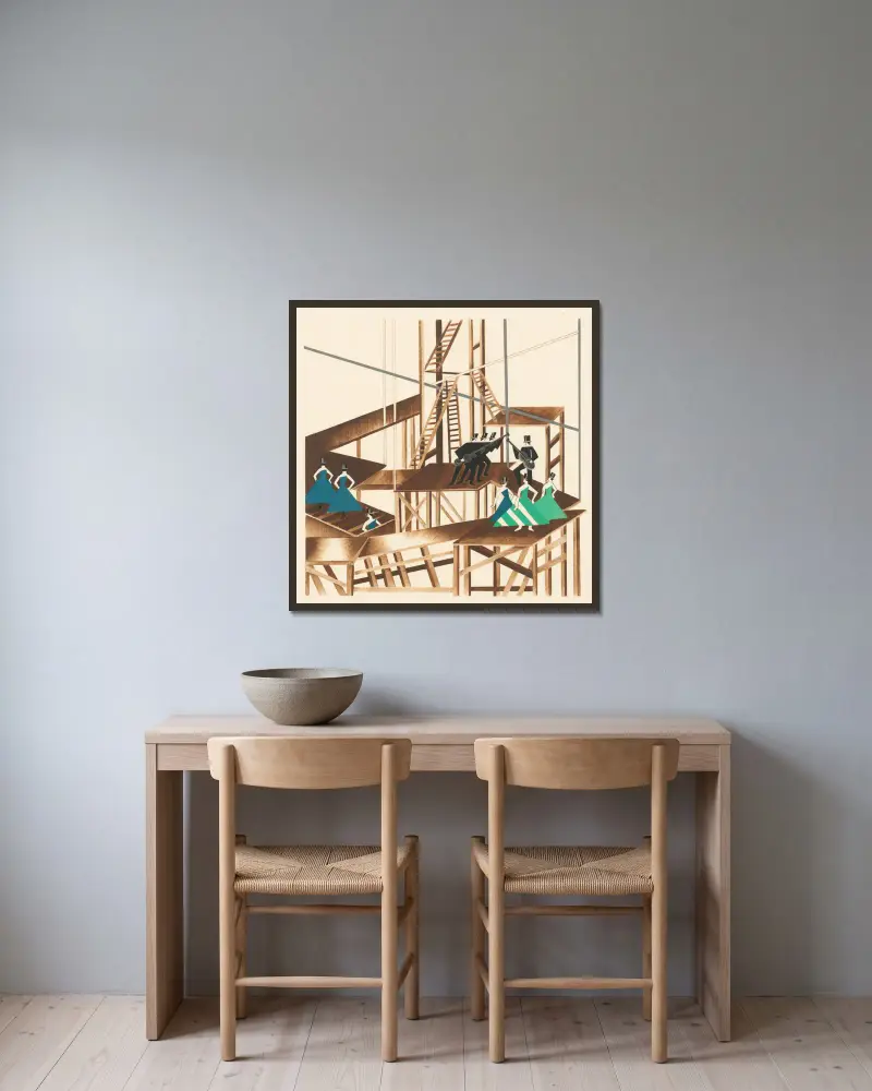 Maquettes de Théatre 16 av Alexandra Exter inramad på en vägg