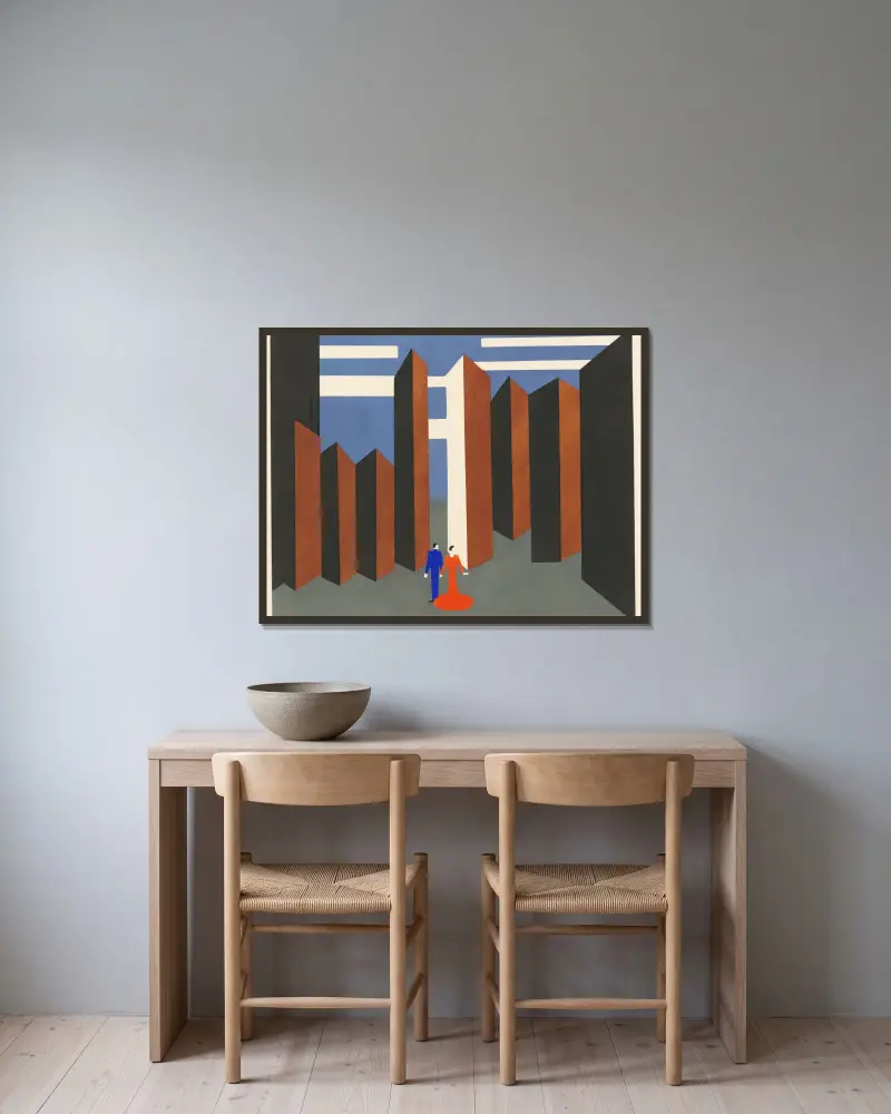 Maquettes de Théatre 6 av Alexandra Exter inramad på en vägg