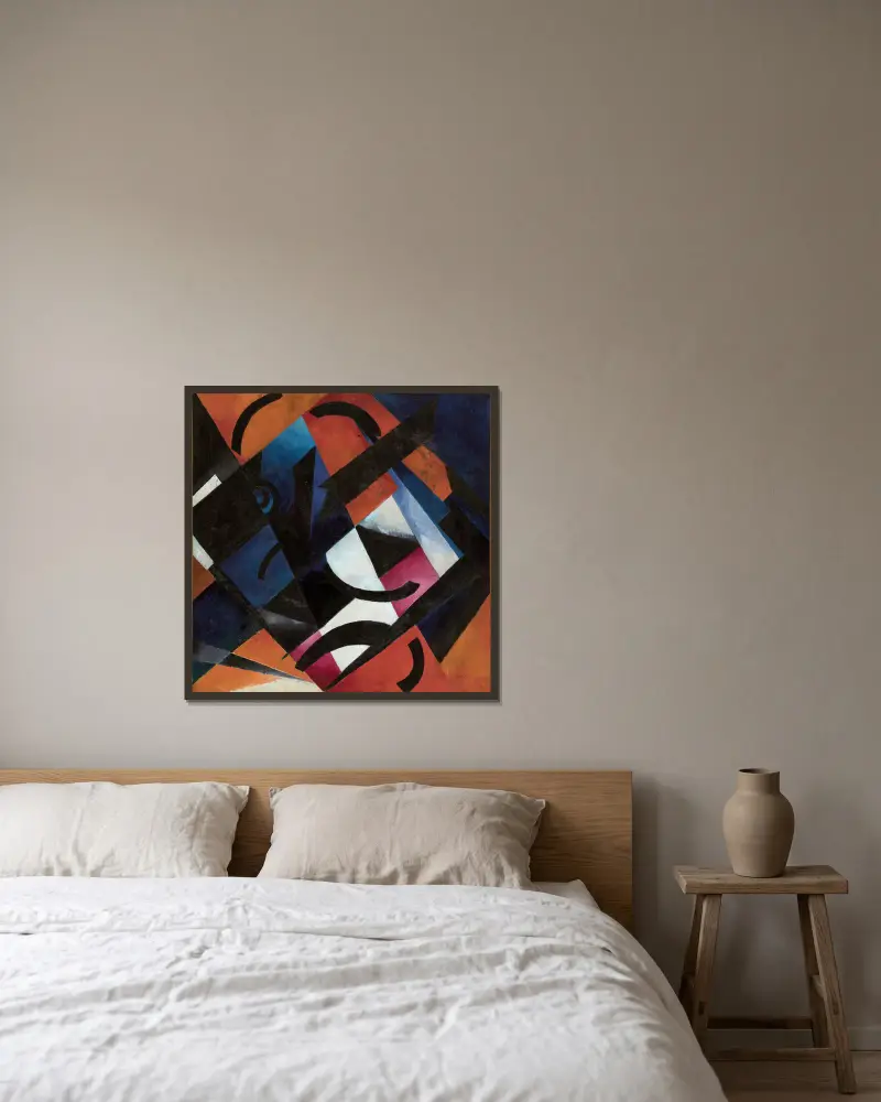 Farbkomposition von Alexandra Exter gerahmt an einer Wand