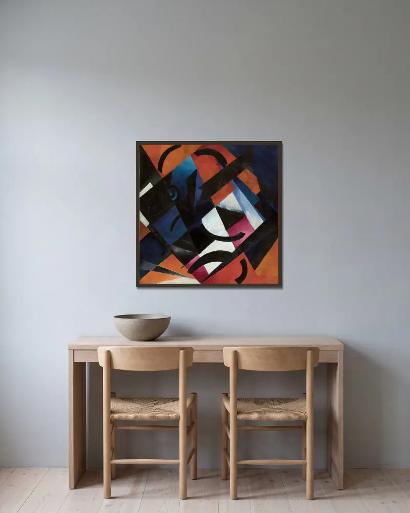 Farbkomposition von Alexandra Exter gerahmt an einer Wand