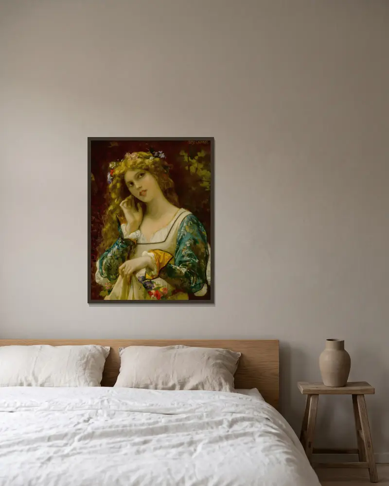 Der Stimme des Echos lauschend von Alexandre Cabanel gerahmt an einer Wand